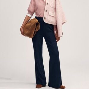 NWT ME+EM Short Length Tailored Pointe Kick Flare Travel Trouser Pant Sz 6 Black